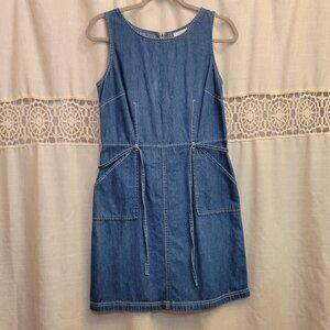 Ann Taylor Denim Dress with Front Pockets and Waist Band